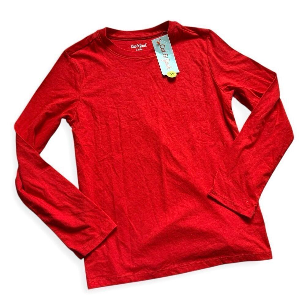 NWT Youth Boys Cat & Jack Red Long Sleeve Tee Shirt- Sz M 8/10